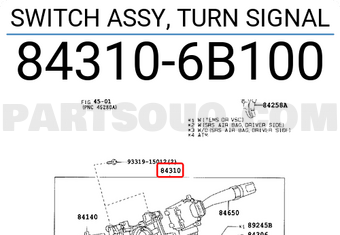 Toyota 843106B100 SWITCH ASSY, TURN SIGNAL