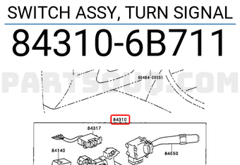 Toyota 843106B711 SWITCH ASSY, TURN SIGNAL