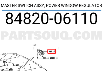 Toyota 8482006110 MASTER SWITCH ASSY, POWER WINDOW REGULATOR