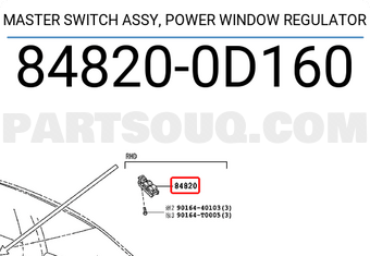 Toyota 848200D160 MASTER SWITCH ASSY, POWER WINDOW REGULATOR