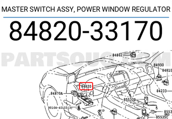Toyota 8482033170 MASTER SWITCH ASSY, POWER WINDOW REGULATOR
