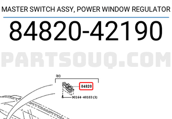 Toyota 8482042190 MASTER SWITCH ASSY, POWER WINDOW REGULATOR