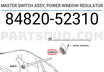 Toyota 8482052310 MASTER SWITCH ASSY, POWER WINDOW REGULATOR
