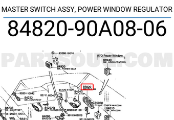 Toyota 8482090A0806 MASTER SWITCH ASSY, POWER WINDOW REGULATOR