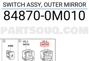 Toyota 848700M010 SWITCH ASSY, OUTER MIRROR