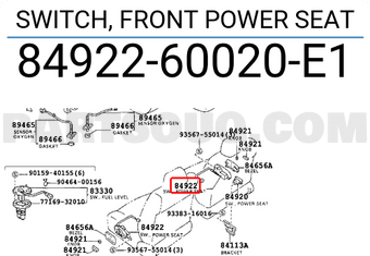 Toyota 8492260020E1 SWITCH, FRONT POWER SEAT