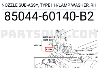 Toyota 8504460140B2 NOZZLE SUB-ASSY, TYPE1 H/LAMP WASHER, RH