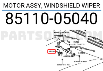 Toyota 8511005040 MOTOR ASSY, WINDSHIELD WIPER