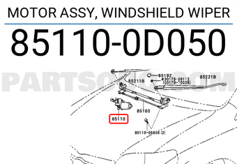 Toyota 851100D050 MOTOR ASSY, WINDSHIELD WIPER