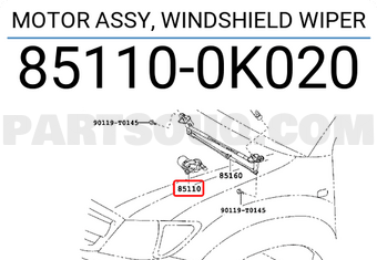 Toyota 851100K020 MOTOR ASSY, WINDSHIELD WIPER
