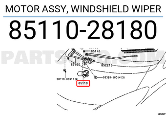Toyota 8511028180 MOTOR ASSY, WINDSHIELD WIPER