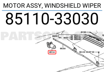 Toyota 8511033030 MOTOR ASSY, WINDSHIELD WIPER