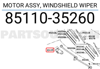 Toyota 8511035260 MOTOR ASSY, WINDSHIELD WIPER