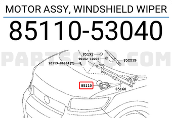 Toyota 8511053040 MOTOR ASSY, WINDSHIELD WIPER