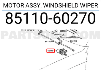 Toyota 8511060270 MOTOR ASSY, WINDSHIELD WIPER