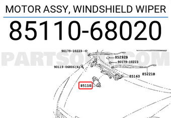 Toyota 8511068020 MOTOR ASSY, WINDSHIELD WIPER
