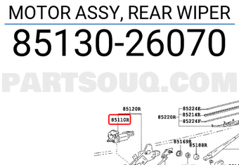 Toyota 8513026070 MOTOR ASSY, REAR WIPER