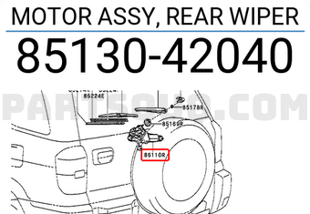 Toyota 8513042040 MOTOR ASSY, REAR WIPER