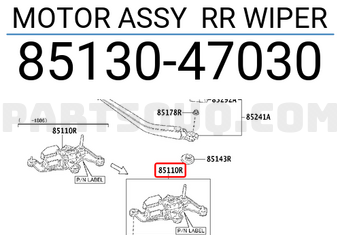 Toyota 8513047030 MOTOR ASSY RR WIPER