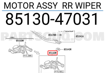 Toyota 8513047031 MOTOR ASSY RR WIPER