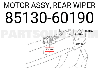 Toyota 8513060190 MOTOR ASSY, REAR WIPER