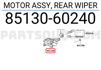 Toyota 8513060240 MOTOR ASSY, REAR WIPER