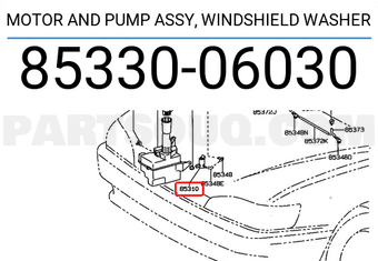 Toyota 8533006030 MOTOR AND PUMP ASSY, WINDSHIELD WASHER