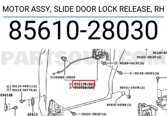 Toyota 8561028030 MOTOR ASSY, SLIDE DOOR LOCK RELEASE, RH