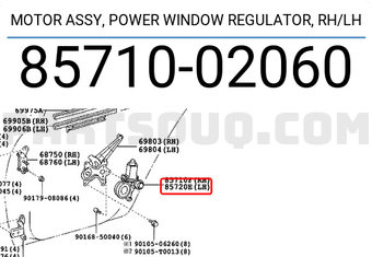 Toyota 8571002060 MOTOR ASSY, POWER WINDOW REGULATOR, RH/LH