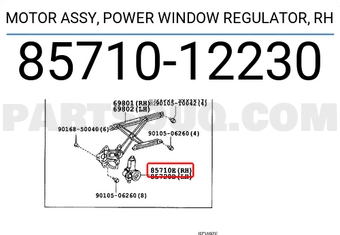 Toyota 8571012230 MOTOR ASSY, POWER WINDOW REGULATOR, RH