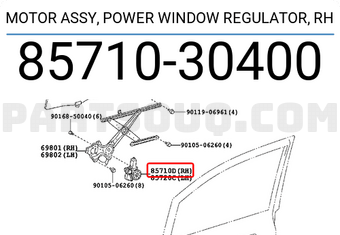 Toyota 8571030400 MOTOR ASSY, POWER WINDOW REGULATOR, RH