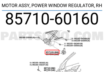 Toyota 8571060160 MOTOR ASSY, POWER WINDOW REGULATOR, RH