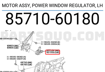 Toyota 8571060180 MOTOR ASSY, POWER WINDOW REGULATOR, LH
