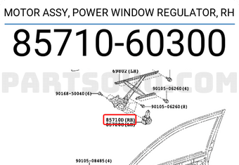 Toyota 8571060300 MOTOR ASSY, POWER WINDOW REGULATOR, RH