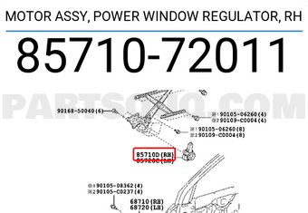 Toyota 8571072011 MOTOR ASSY, POWER WINDOW REGULATOR, RH
