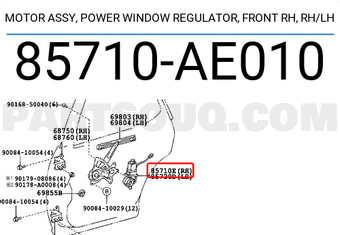 Toyota 85710AE010 MOTOR ASSY, POWER WINDOW REGULATOR, FRONT RH, RH/LH