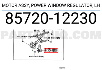 Toyota 8572012230 MOTOR ASSY, POWER WINDOW REGULATOR, LH