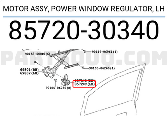 Toyota 8572030340 MOTOR ASSY, POWER WINDOW REGULATOR, LH