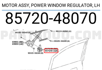 Toyota 8572048070 MOTOR ASSY, POWER WINDOW REGULATOR, LH