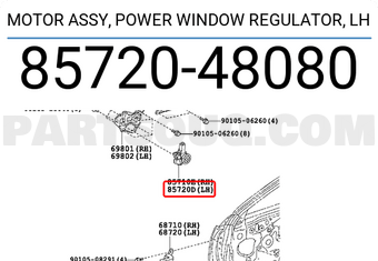 Toyota 8572048080 MOTOR ASSY, POWER WINDOW REGULATOR, LH