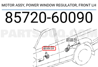 Toyota 8572060090 MOTOR ASSY, POWER WINDOW REGULATOR, FRONT LH