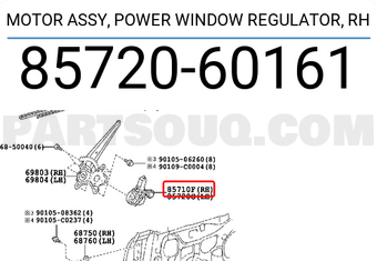 Toyota 8572060161 MOTOR ASSY, POWER WINDOW REGULATOR, RH