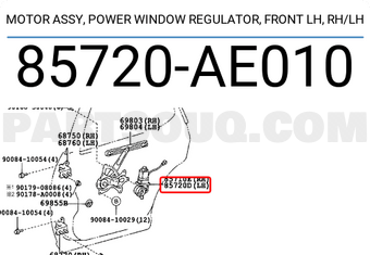 Toyota 85720AE010 MOTOR ASSY, POWER WINDOW REGULATOR, FRONT LH, RH/LH