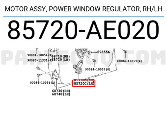 Toyota 85720AE020 MOTOR ASSY, POWER WINDOW REGULATOR, RH/LH