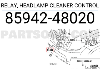 Toyota 8594248020 RELAY, HEADLAMP CLEANER CONTROL