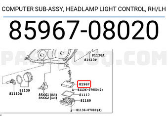 Toyota 8596708020 COMPUTER SUB-ASSY, HEADLAMP LIGHT CONTROL, RH/LH