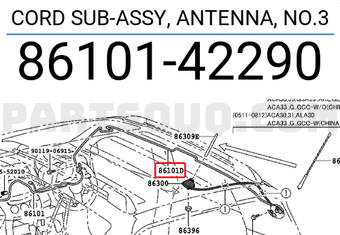 Toyota 8610142290 CORD SUB-ASSY, ANTENNA, NO.3