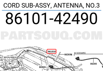 Toyota 8610142490 CORD SUB-ASSY, ANTENNA, NO.3