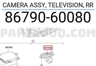 Toyota 8679060080 CAMERA ASSY, TELEVISION, RR