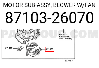 Toyota 8710326070 MOTOR SUB-ASSY, BLOWER W/FAN